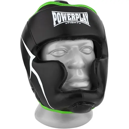 Боксерский тренировочный шлем PowerPlay 3100 PU XS Black/Green - фото 2