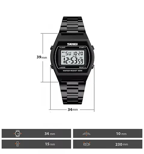 Наручний годинник Skmei 1328 Black glass mirror, 1328BK (18481) - фото 5