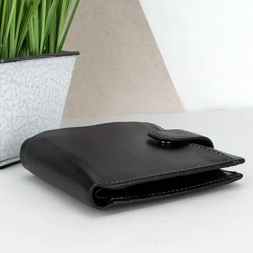 Кошелек мужской кожаный Ricco Grande 203 черный на кнопке - фото 4