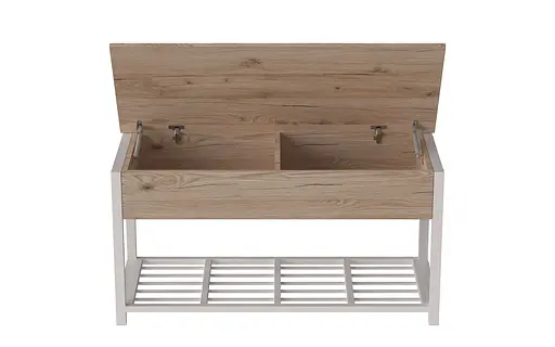 Банкетка з ящиком Ferrum-decor Дрейк 1 550x1000x400 метал Білий ДСП Дуб Сан-Марино16 мм (FRD-103053)