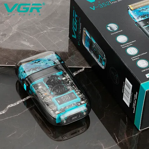 Електробритва акумуляторна шейвер VGR V-352 IPX5 з подвійним лезом + LCD дорожня сумка - фото 7