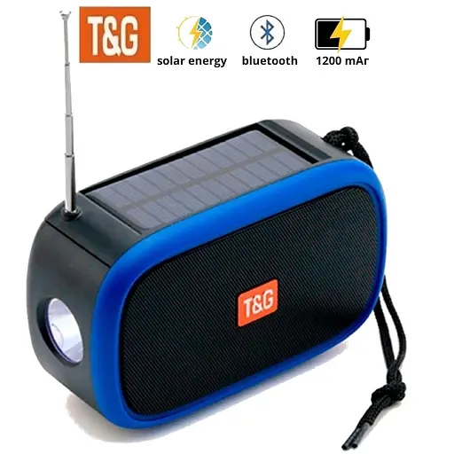 Портативна колонка TG 632 з функцією гучного зв'язку радіо ліхтар сонячна батарея Синій - фото 3