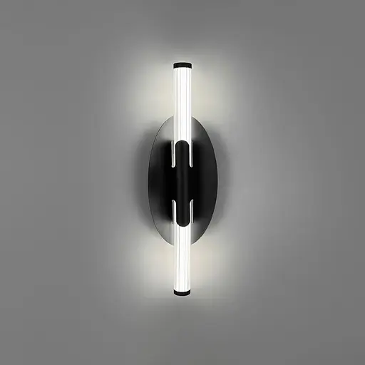 Видовжене подвійне світлодіодне бра Line F з рельєфним розсіювачем 40 см чорне Арт. WB38/400 BK - фото 5