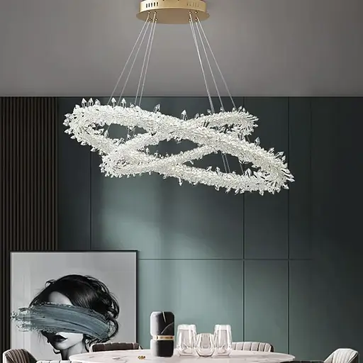 Невероятная хрустальная подвесная латунная люстра Ø 80+60 см | Ст. MD9105R-800+600 AB | Line F - фото 1