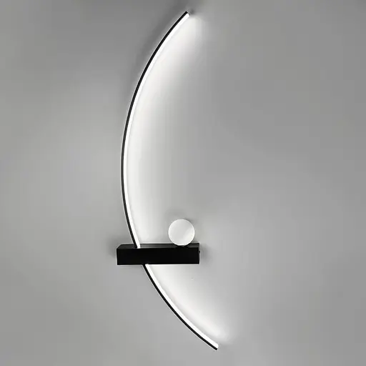 Чорне дугове бра з білим плафоном у лівому корпусі 100 см Line F Арт. WJ113/1000 L BK (лівий) - фото 3