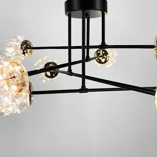 Черная LED люстра на 8 прозрачных плафонов со встроенными светодиодами Line.F K 26/8 BK - фото 4