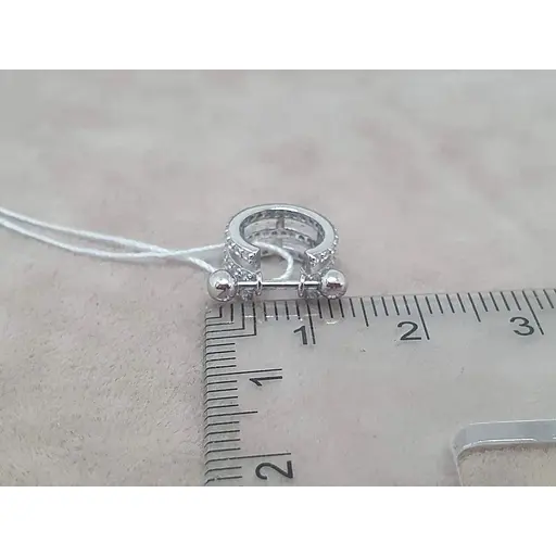 Серебряная серьга кольцо для пирсинга хеликса Ирий со штангой. 40081ШТ - фото 6