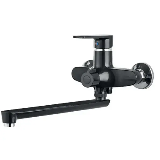 Смеситель для ванны с лейкой Plamix Oscar-006 Euro SET Black MX1896 Черный - фото 1