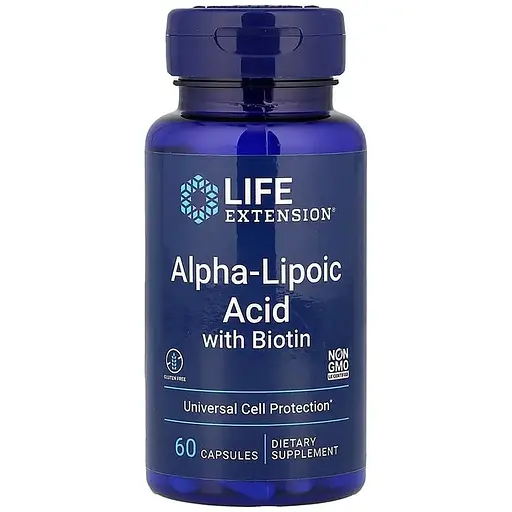 Натуральная добавка Life Extension Alpha-Lipoic Acid with Biotin, 60 капсул - фото 1