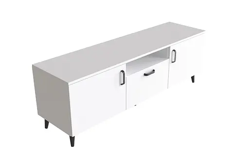 Тумба Лестер на конусних ніжках Ferrum-decor 48x139x38 Чорний метал ДСП Білий 16 мм (FRD-106807)