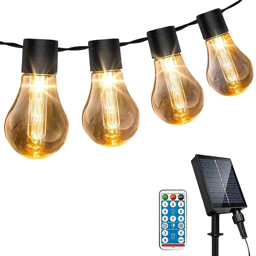 ULIGHTOWN Вулична ретрогірлянда на сонячній батареї лампочки для тераси 20 ламп