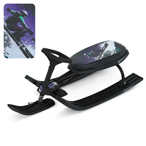 Снігокат MS 1778-4 Низька рама, м'яке сидіння з екошкіри 45х21см (2 положення), кермо, металопластик, чорна - фото 5