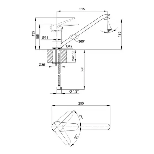 Смеситель для кухни Lidz (CRM)-14 34 002 00 Хром - фото 2