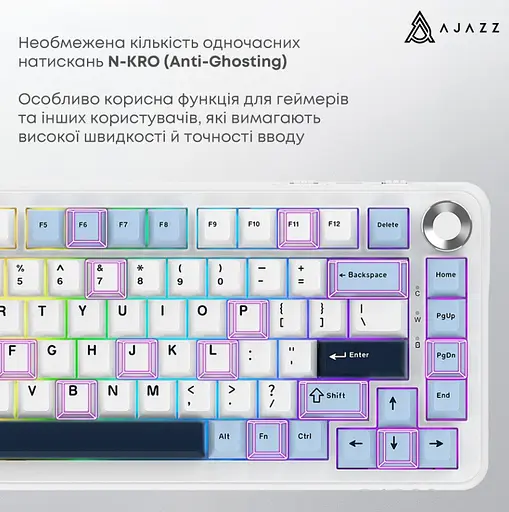 Клавиатура игровая Ajazz AK-820 MAX PLUS Wireless White RGB Day Dream Switch Hot-Swap 2.4G/Bluetooth/USB - фото 4