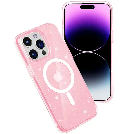 Чохол Epik TPU Galaxy Sparkle MagFit для Apple iPhone 15 Pro 6.1 Pink+Glitter - фото 3