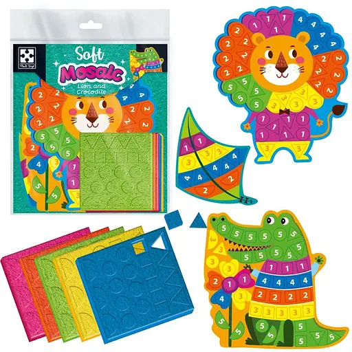 Набор для творчества с плюшевой мозаикой Vladi Toys Лев и Крокодил, VT4511-18