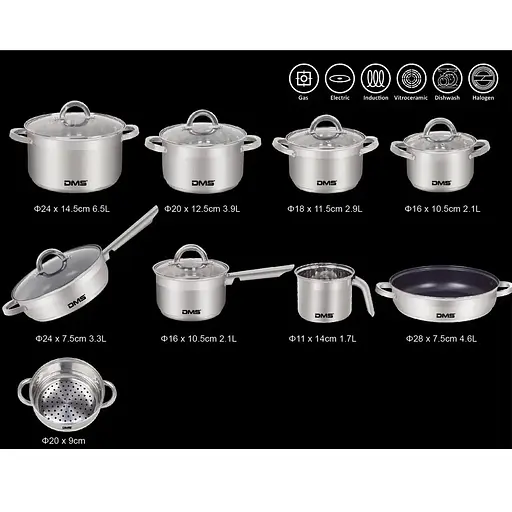Набір посуду DMS TSE2015 з нержавіючої сталі - фото 3