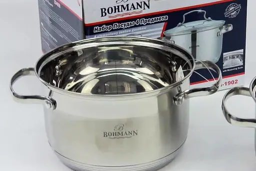 Універсальний набір каструль з кришками Bohmann BH-1902 2 каструлі з нержавіючої сталі - фото 3
