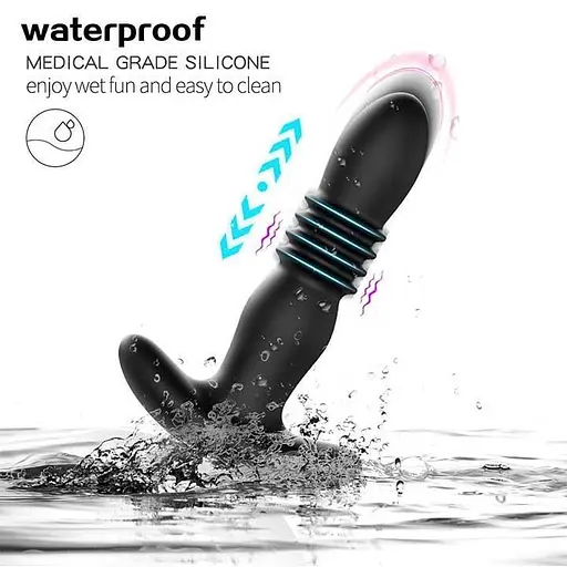 Анальна силіконова пробка Magic Jingers з вібрацією та поступальними рухами Smart 125 мм чорна - фото 4