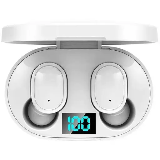 Наушники беспроводные TWS E6S с LED дисплеем White (17633) - фото 1