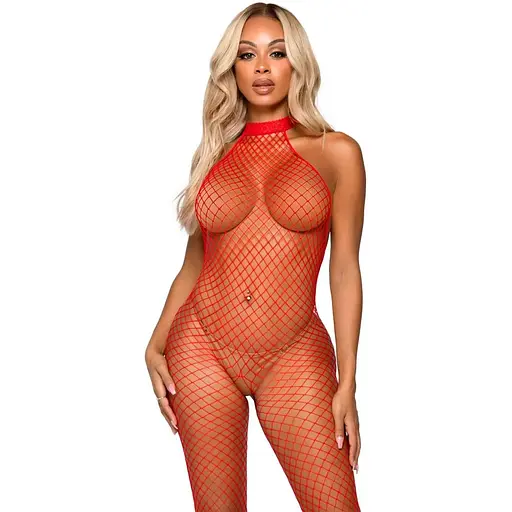 Бодистокинг Leg Avenue Racer neck bodystocking Red