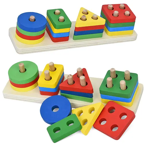 Деревянная развивающая игрушка "Геометрика" геометрические фигуры 16 деталей Limo Toy MD1351