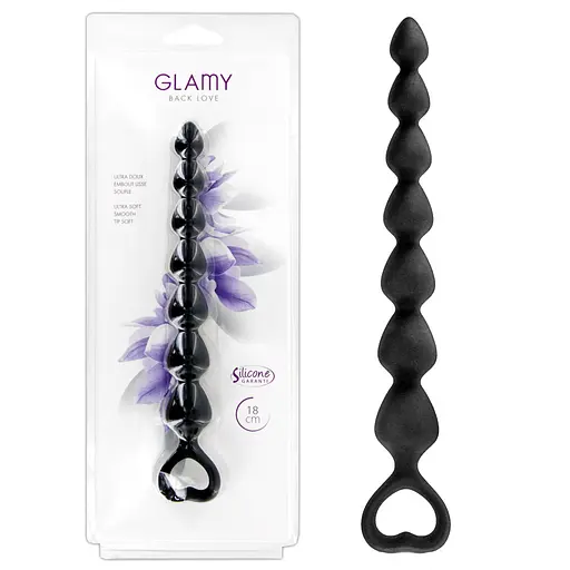 Анальні намиста Glamy Black Love 18 см (чорний) - фото 3