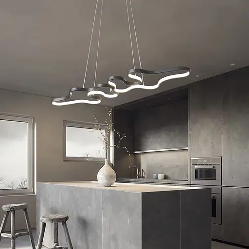 Эффектная удлиненная черная люстра в корпусе 98х31 см Ст. PCL005-1000 BK | Line F - фото 1