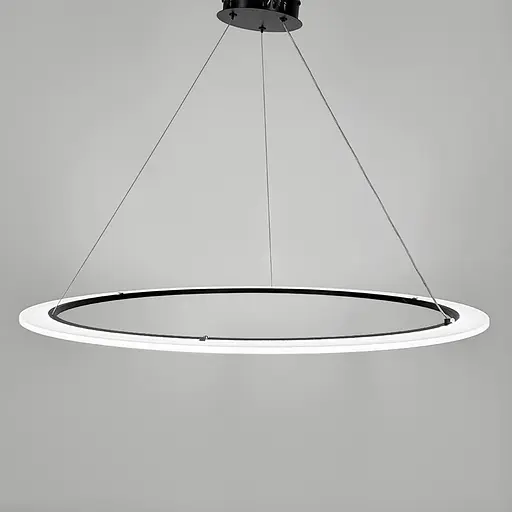 Современная черная подвесная люстра с кольцом Ø 80 см Ст. MJ305-800 BK | Line F - фото 1