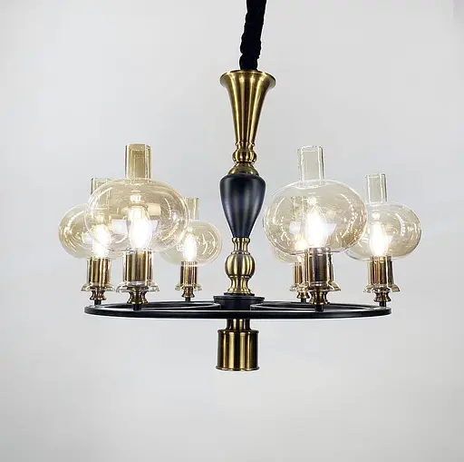 Класична підвісна люстра з янтарними плафонами Line.F Кількість ламп 5 - фото 5