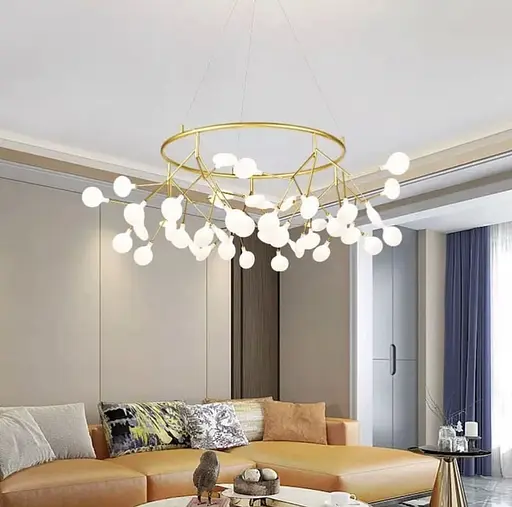 Ніжна люстра у формі кільця на 45 пелюсток в золотистому корпусі Line.F Колір плафона Білий - фото 7