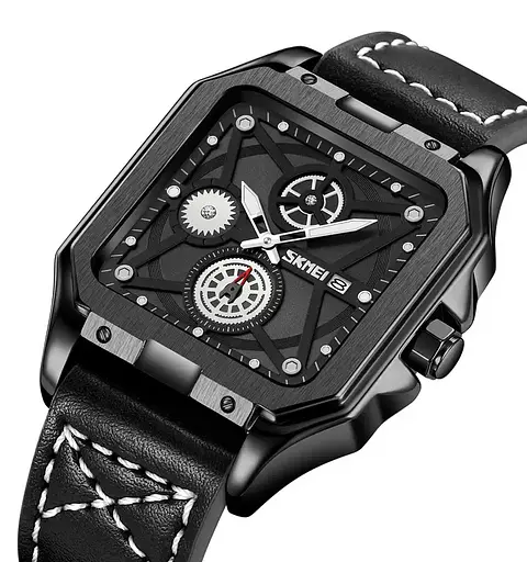 Часы мужские наручные классические Skmei 9330 (Черный с черным) - фото 5