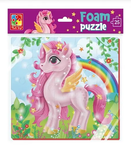 Пазлы мягкие Розовый единорог, 22x23 см (укр)
