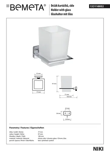 Склянка з тримачем Bemeta Niki 153110052 білий - фото 2