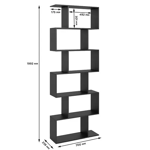 Стеллаж-змейка М-ЗОН Джеко 700 Антрацит (MZN-031012) - фото 7