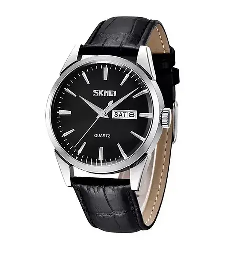 Часы мужские наручные Skmei 9073 (Серебристые с черным циферблатом)