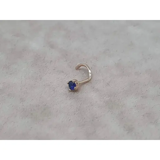 Золота сережка-пірсинг Dear в ніс Dear з фіанітом. 1017.1 Синій - фото 2