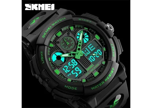 Чоловічий водонепроникний наручний годинник Skmei 1270 Зелений - фото 3
