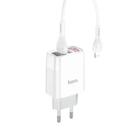 Блок зарядний набір Hoco Easy charge C93A Lightning cable 3USB білий - фото 5