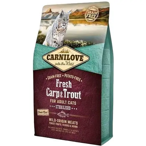 Сухой корм Carnilove Fresh Carp & Trout для стерилизованных кошек рыба 2 кг - фото 1
