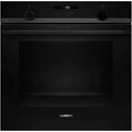 Духова шафа Siemens електрична, 76л, A, дисплей, конвекція, телескопічні направляючі, чорний - фото 1