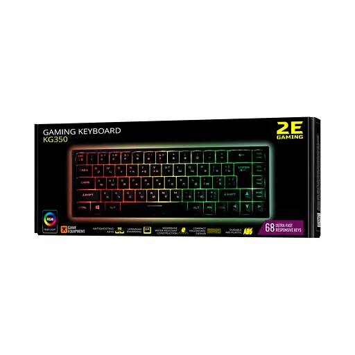 Клавіатура 2E GAMING KG350 RGB 68key USB Black (2E-KG350UBK) - фото 4