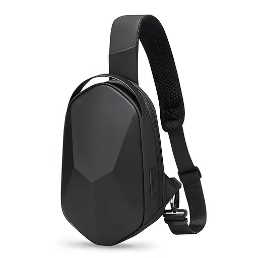 Рюкзак Mark Ryden MR7507 з однією лямкою з USB-портом та жорсткою лицьовою панеллю (Чорний)