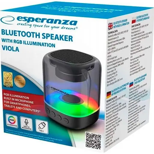 Портативна акустика Esperanza Bluetooth RGB Illuminated FM Viola (EP154) - фото 4