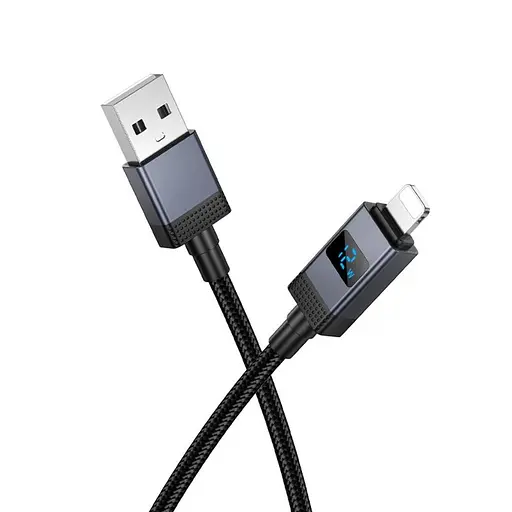 Кабель Hoco X118 USB to Lightning з дисплеєм чорний - фото 1