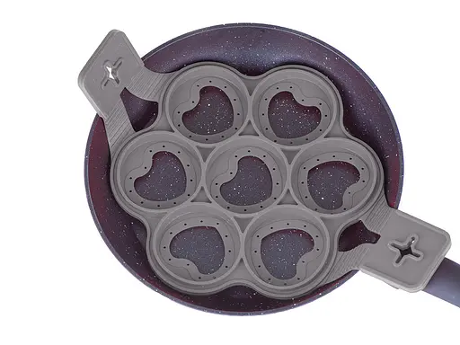 Силіконова форма для приготування оладок і яєчні у формі серця Cake Maker, A-plus Сірий 85359 - фото 4