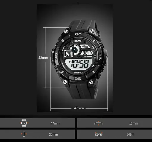 Мужские спортивные наручные часы Skmei 1756 водонепроницаемые 10 АТМ (Черные) - фото 6