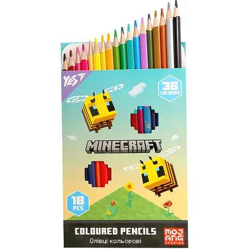 Олівці кольорові Yes Minecraft Spring 18 шт. 36 кольорів (290774) - фото 3
