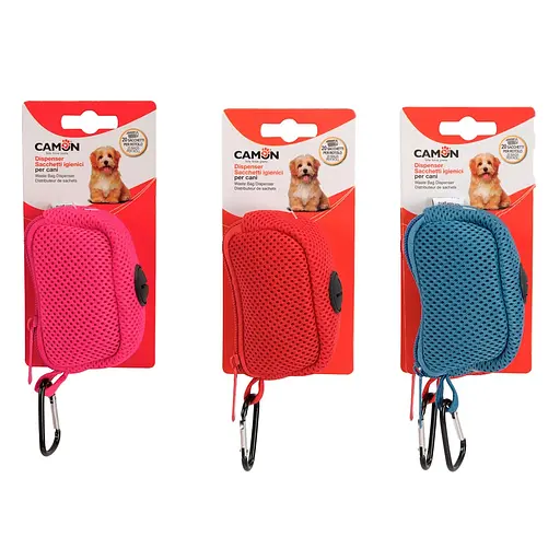 Брелок-диспенсер Camon для пакетів для собачих фекалій сітчастий на 20 пакетів в асортименті (B523/O)