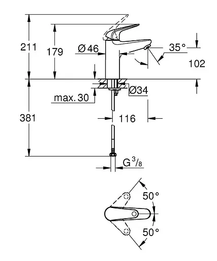Змішувач для умивальника M-Size Grohe Euroeco 24266001 Хром - фото 4
